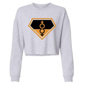 Super Straight Superhero Comic Logo Cropped Pullover Crew