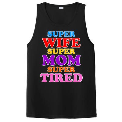 Super Wife Super Mom Super Tired Colorful Text PosiCharge Competitor Tank