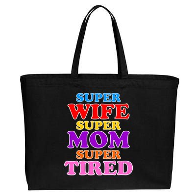 Super Wife Super Mom Super Tired Colorful Text Cotton Canvas Jumbo Tote