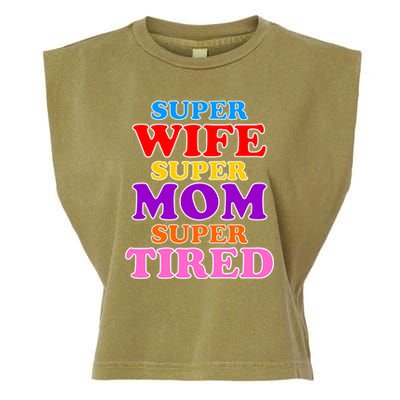 Super Wife Super Mom Super Tired Colorful Text Garment-Dyed Women's Muscle Tee