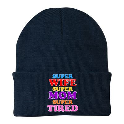 Super Wife Super Mom Super Tired Colorful Text Knit Cap Winter Beanie