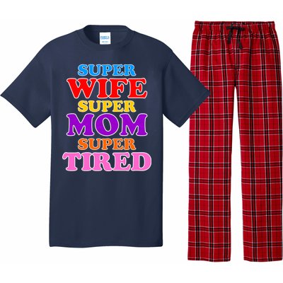 Super Wife Super Mom Super Tired Colorful Text Pajama Set