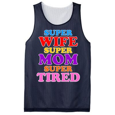 Super Wife Super Mom Super Tired Colorful Text Mesh Reversible Basketball Jersey Tank