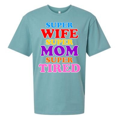 Super Wife Super Mom Super Tired Colorful Text Sueded Cloud Jersey T-Shirt