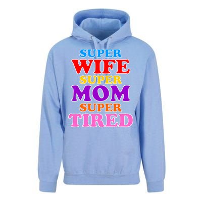 Super Wife Super Mom Super Tired Colorful Text Unisex Surf Hoodie