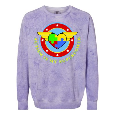 Super Woman Autism Is My Superpower Colorblast Crewneck Sweatshirt