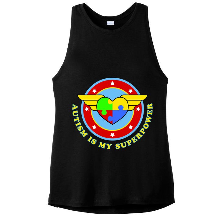 Super Woman Autism Is My Superpower Ladies PosiCharge Tri-Blend Wicking Tank