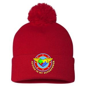 Super Woman Autism Is My Superpower Pom Pom 12in Knit Beanie