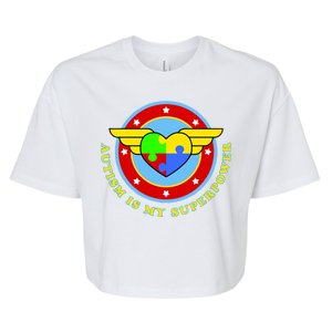 Super Woman Autism Is My Superpower Bella+Canvas Jersey Crop Tee