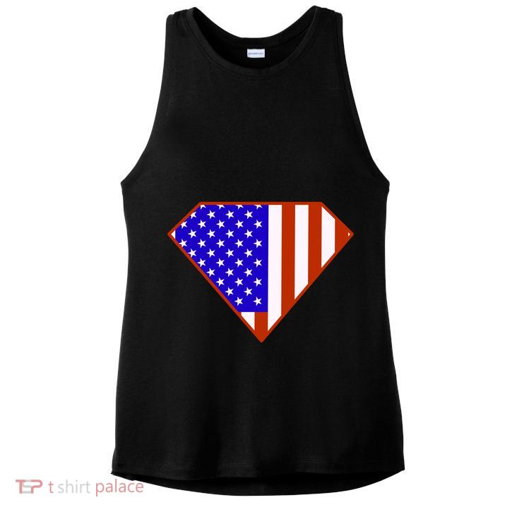 Superhero American Hero Flag Ladies PosiCharge Tri-Blend Wicking Tank