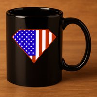 Superhero American Hero Flag 11oz C Handle Ceramic Mug