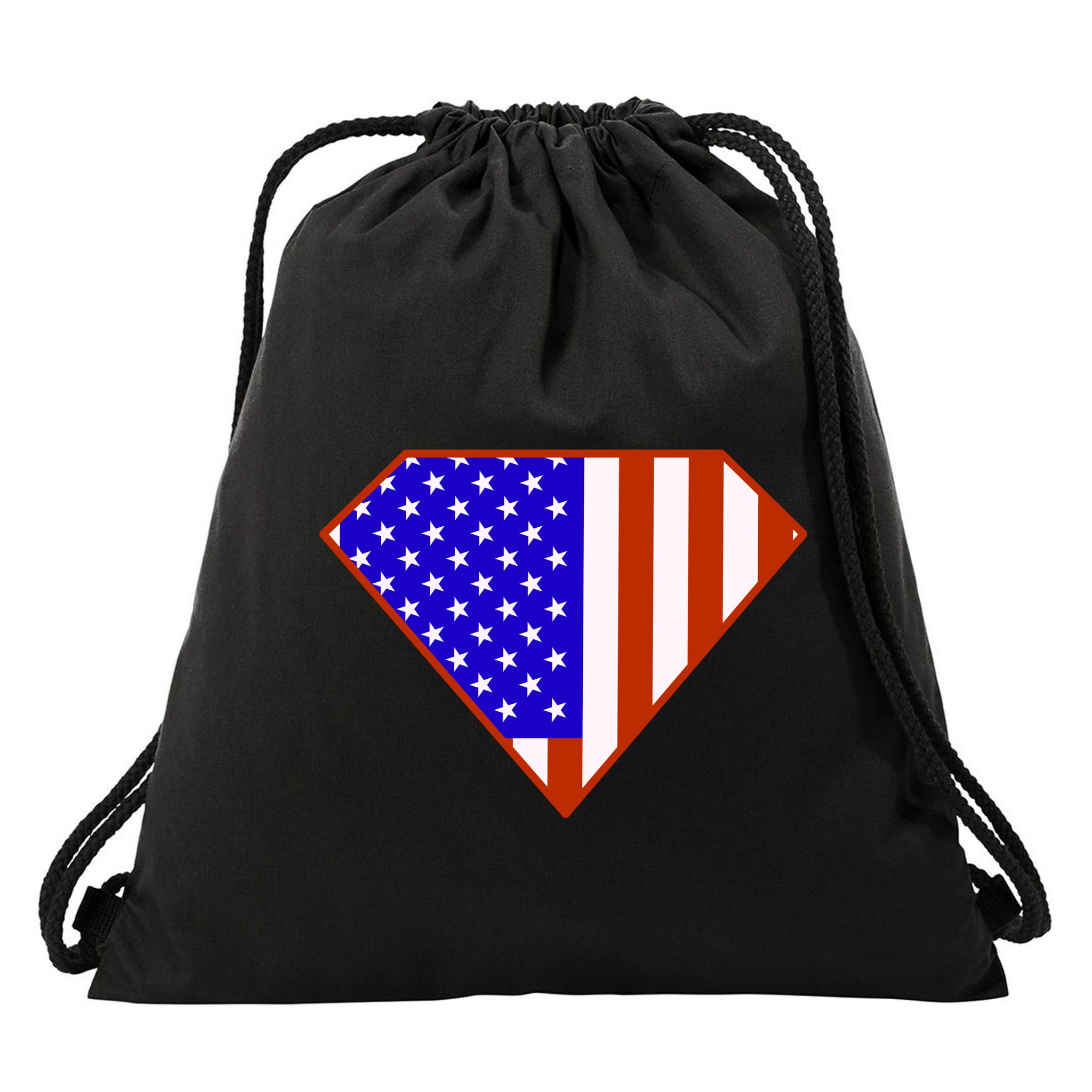 Superhero American Hero Flag Drawstring Bag