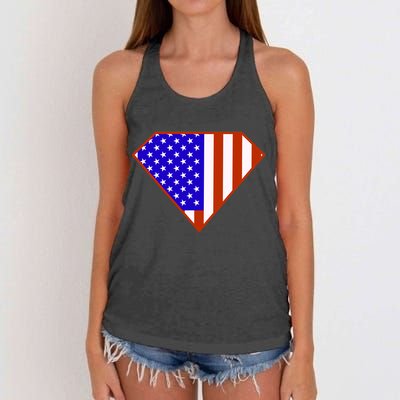 Superhero American Hero Flag Women's Knotted Racerback Tank