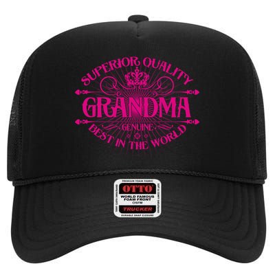 Superior Quality Grandma Best In The World High Crown Mesh Back Trucker Hat