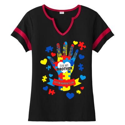 Support Autism Awareness Day For My Brother Ladies Halftime Notch Neck Tee