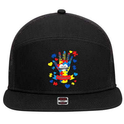 Support Autism Awareness Day For My Brother 7 Panel Mesh Trucker Snapback Hat