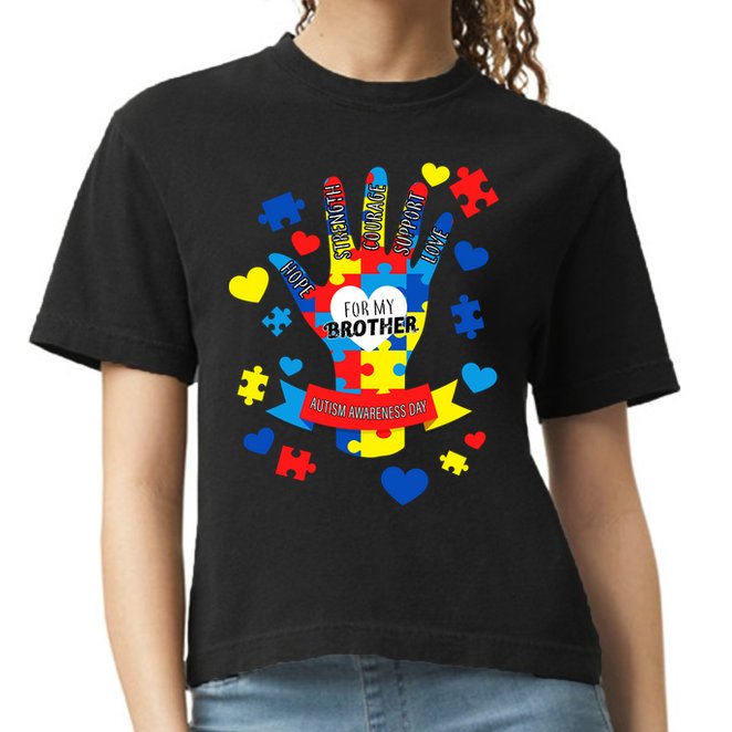 Support Autism Awareness Day For My Brother Comfort Colors Boxy T-Shirt