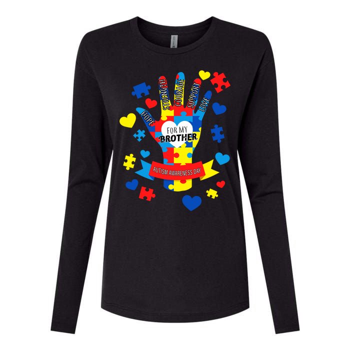 Support Autism Awareness Day For My Brother Womens Cotton Relaxed Long Sleeve T-Shirt