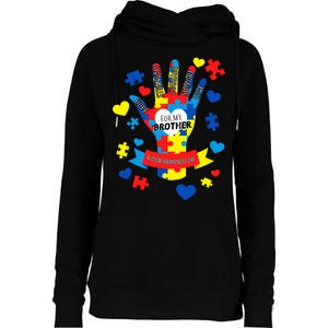 Support Autism Awareness Day For My Brother Womens Funnel Neck Pullover Hood