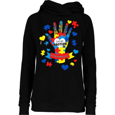 Support Autism Awareness Day For My Brother Womens Funnel Neck Pullover Hood