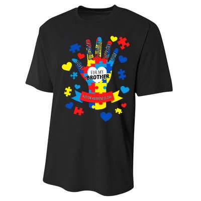 Support Autism Awareness Day For My Brother Performance Sprint T-Shirt