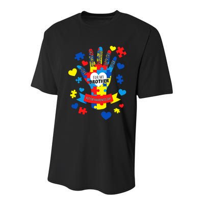 Support Autism Awareness Day For My Brother Youth Performance Sprint T-Shirt