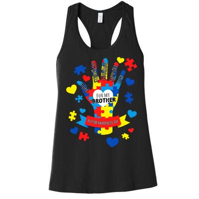 Support Autism Awareness Day For My Brother Women's Racerback Tank