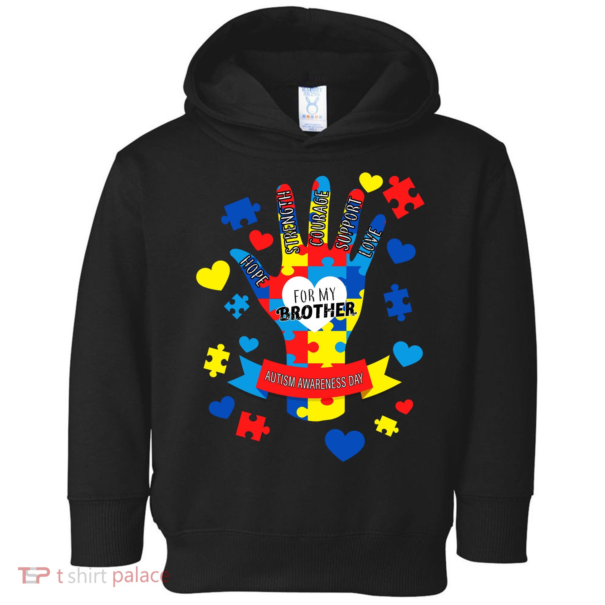Support Autism Awareness Day For My Brother Toddler Hoodie