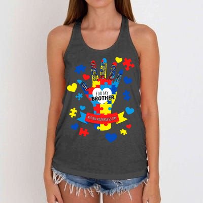 Support Autism Awareness Day For My Brother Women's Knotted Racerback Tank