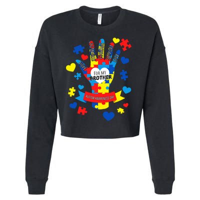 Support Autism Awareness Day For My Brother Cropped Pullover Crew