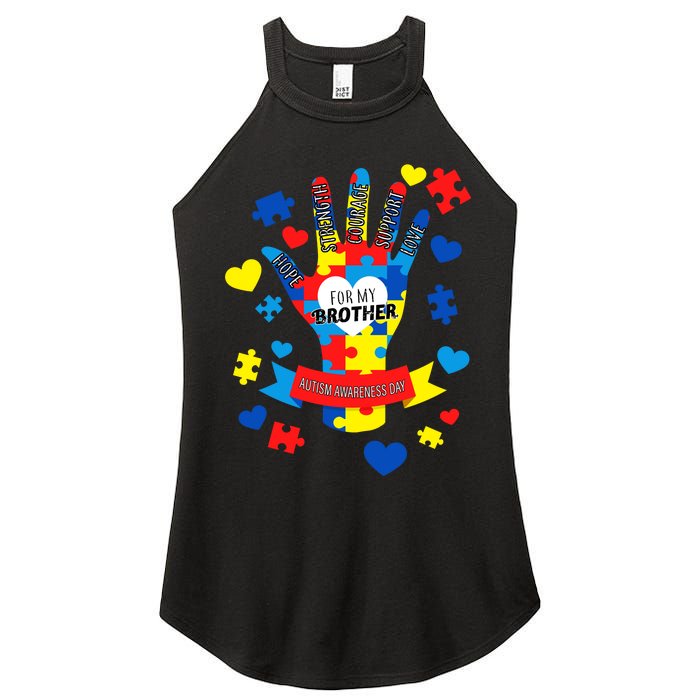 Support Autism Awareness Day For My Brother Women's Perfect Tri Rocker Tank