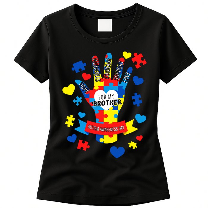Support Autism Awareness Day For My Brother Womens T-Shirt