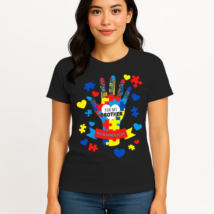 Support Autism Awareness Day For My Brother Womens T-Shirt