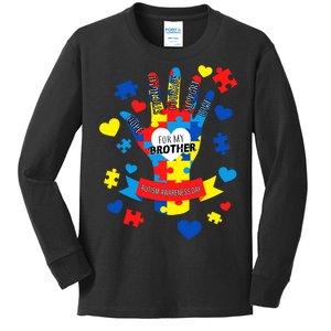 Support Autism Awareness Day For My Brother Kids Long Sleeve Shirt