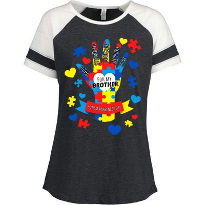 Support Autism Awareness Day For My Brother Enza Ladies Jersey Colorblock Tee