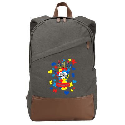 Support Autism Awareness Day For My Brother Cotton Canvas Backpack