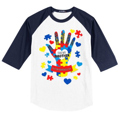 Support Autism Awareness Day For My Brother Baseball Sleeve Shirt