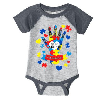 Support Autism Awareness Day For My Brother Infant Baby Jersey Bodysuit