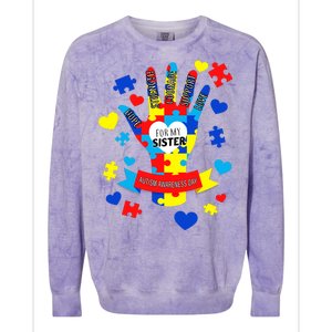 Support Autism Awareness Day For My Sister Colorblast Crewneck Sweatshirt