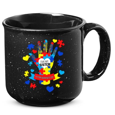 Support Autism Awareness Day For My Sister 15oz Campfire Ceramic Mug