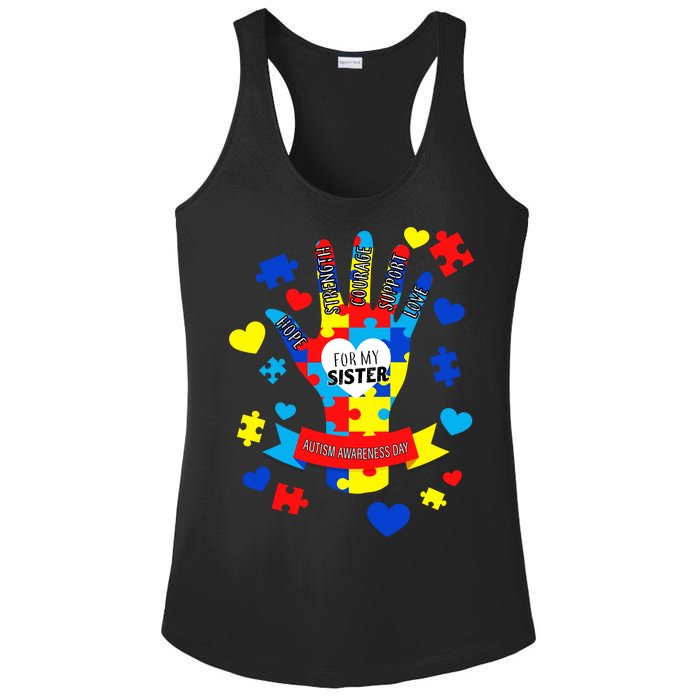 Support Autism Awareness Day For My Sister Ladies PosiCharge Competitor Racerback Tank