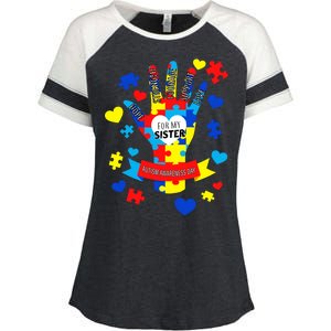 Support Autism Awareness Day For My Sister Enza Ladies Jersey Colorblock Tee