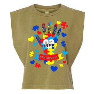 Support Autism Awareness Day For My Sister Garment-Dyed Women's Muscle Tee