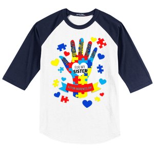 Support Autism Awareness Day For My Sister Baseball Sleeve Shirt