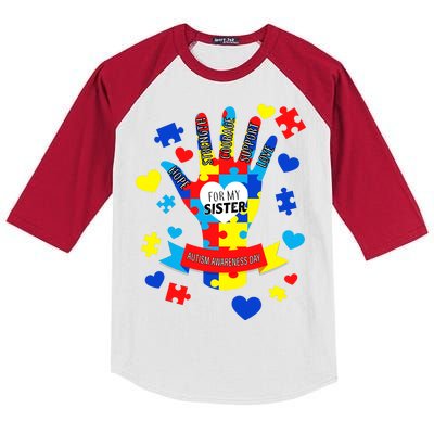 Support Autism Awareness Day For My Sister Kids Colorblock Raglan Jersey