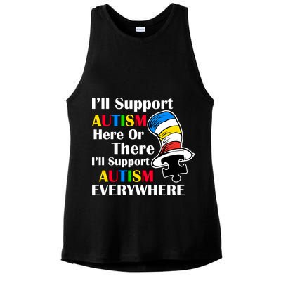 Support Autism Here Or There And Everywhere Ladies PosiCharge Tri-Blend Wicking Tank