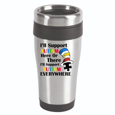 Support Autism Here Or There And Everywhere 16oz Travel Tumbler