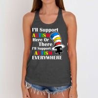 Support Autism Here Or There And Everywhere Women's Knotted Racerback Tank