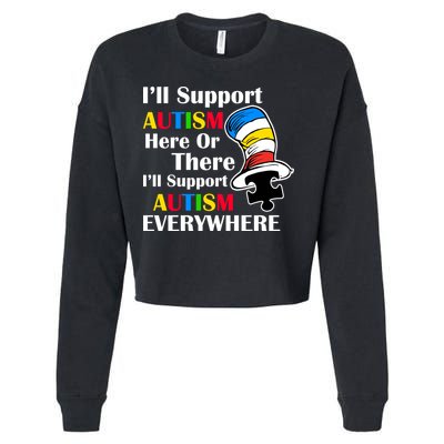 Support Autism Here Or There And Everywhere Cropped Pullover Crew