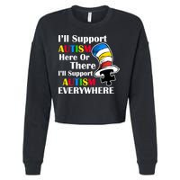 Support Autism Here Or There And Everywhere Cropped Pullover Crew